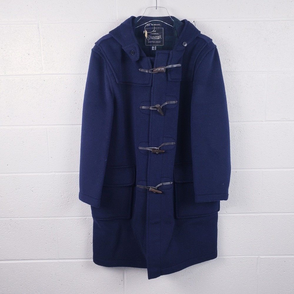Gloverall Women's Duffle‎ Coat Navy Wool Blend Hooded Toggle Size 14